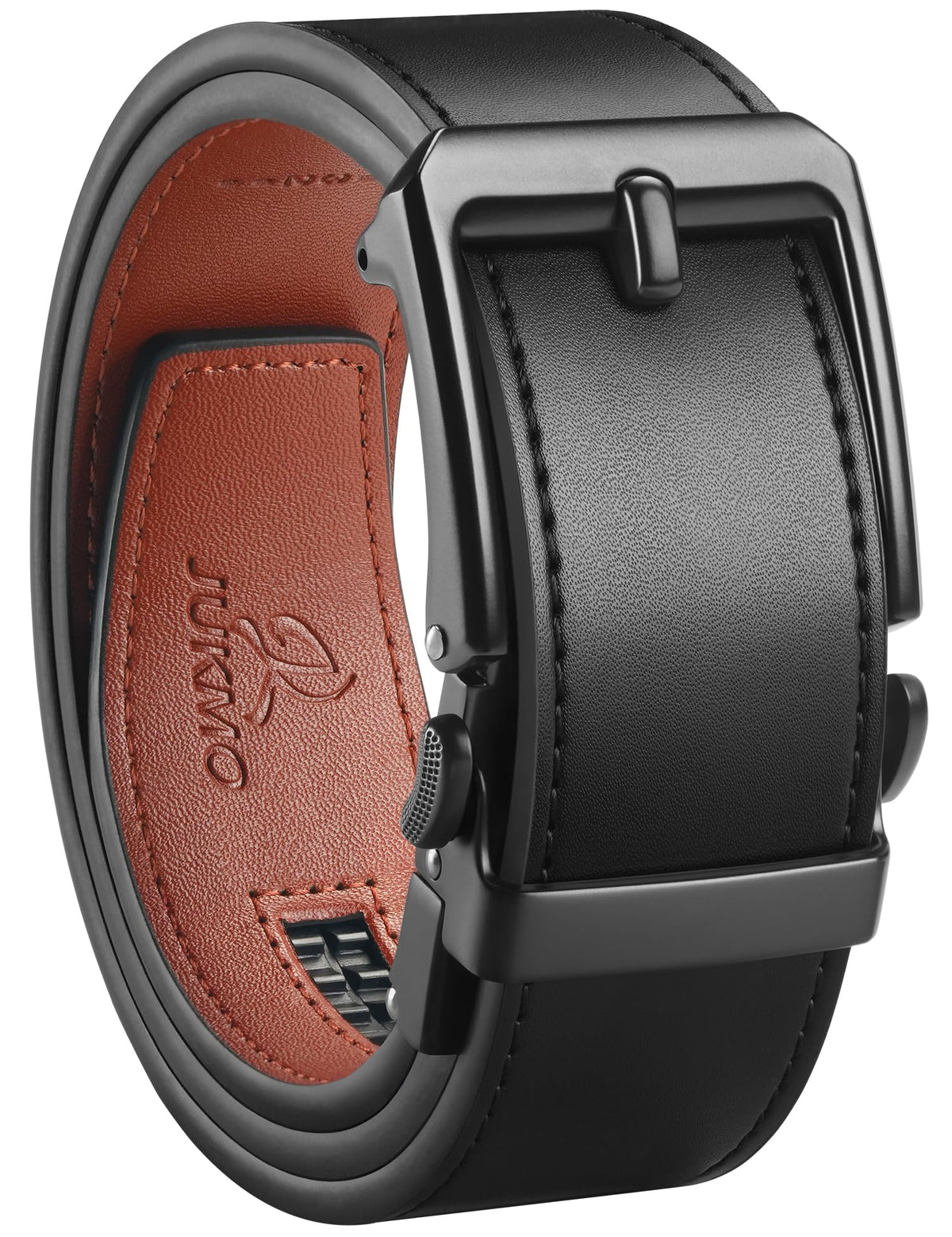 JUKMO 1.5" (38mm) Leather Ratchet Belt for Men in Gift Box (Black, Small)