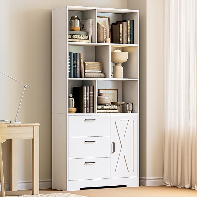IRONCK Bookshelf, 70.9 Inch Tall Bookcase, 3-Tier Bookshelves