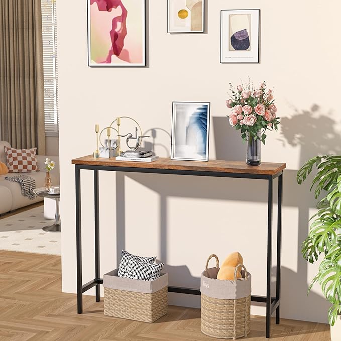 VASMIA Console Table, Entryway Table, Narrow Sofa Table, Living Room, Rustic