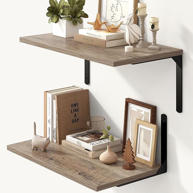 Fun Memories Floating Shelves for Wall, 12 Inch Deep Floating Shelves Set of 2