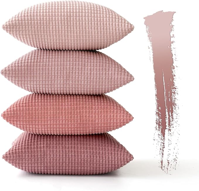 MIULEE Aesthetic Pink Spring Decorative Pillow Covers 18x18 Inch Set of 4