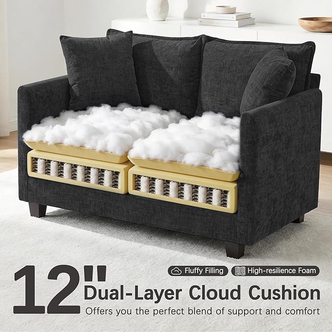 52'' Loveseat Sofa with Ottoman, Modern Cloud Sofa Couch with 27" Deep Seat