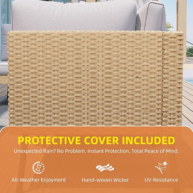 Aoxun 8-Piece Patio Furniture Set, Wicker Outdoor Furniture