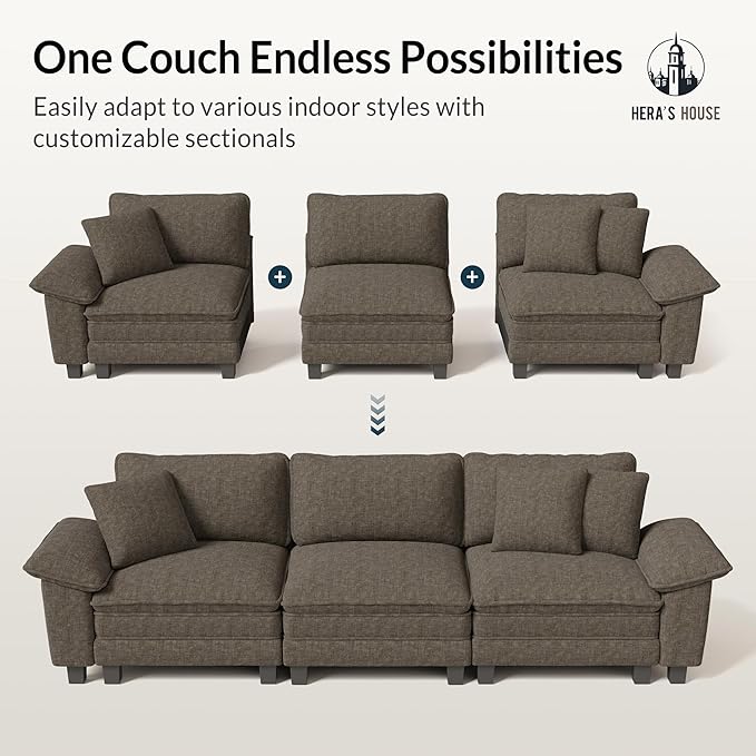 HERA'S HOUSE 124" Modular Sectional Sofa, Oversized U Shaped Couches