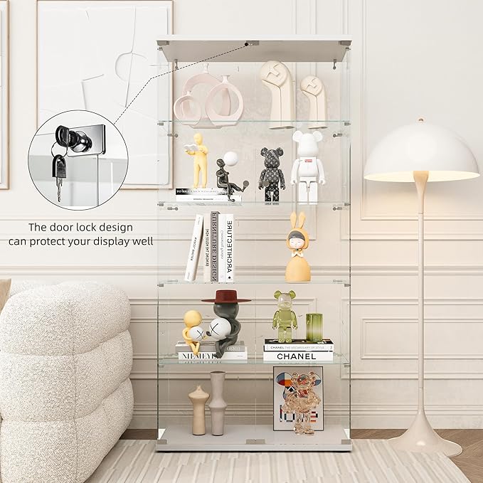 FLYMUHJIA Curio Cabinets with Tempered Glass Doors