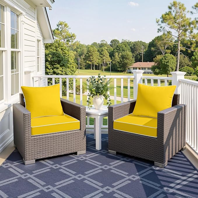 MIULEE Yellow Outdoor Seat Cushion 22x24 Inch Waterproof & 3 Year Fade