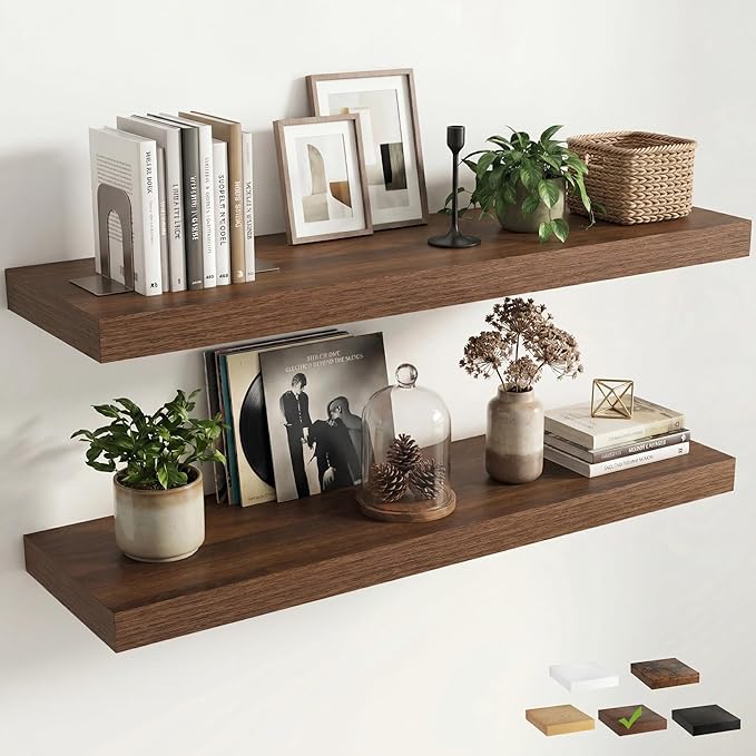 12 inch Deep Floating Shelves for Wall, 48 inch Wide Engineered Wood Wall