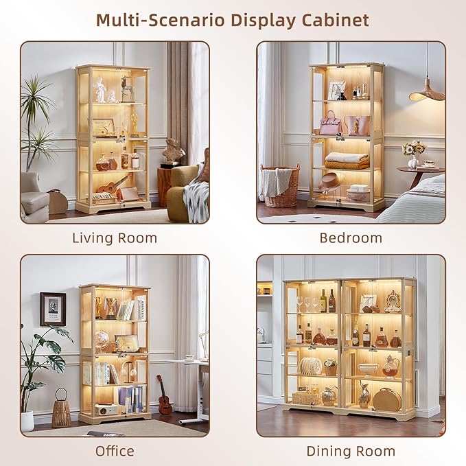 LELELINKY Farmhouse Display Cabinet Set of 2