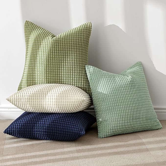 MIULEE Modern Farmhouse Decorative Spring Pillow Covers 18x18 Inch Set of 4