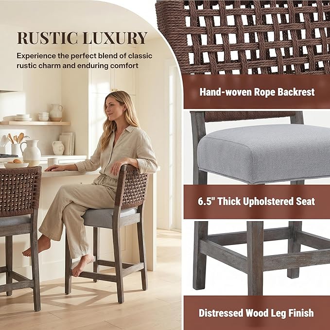 27" Farmhouse Counter Height Bar Stools Set of 4