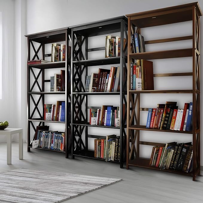 Montego 5-Shelf Bookcase-Walnut