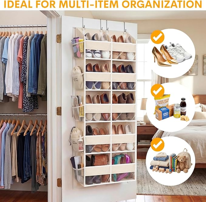 2 Pack Over the Door Organizer 5 Tiers, Extra Large Behind Door Storage of 10