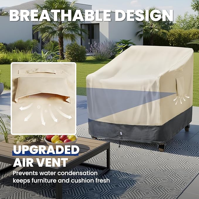 2 Pack Extra Heavy Duty Waterproof Patio Chair Covers