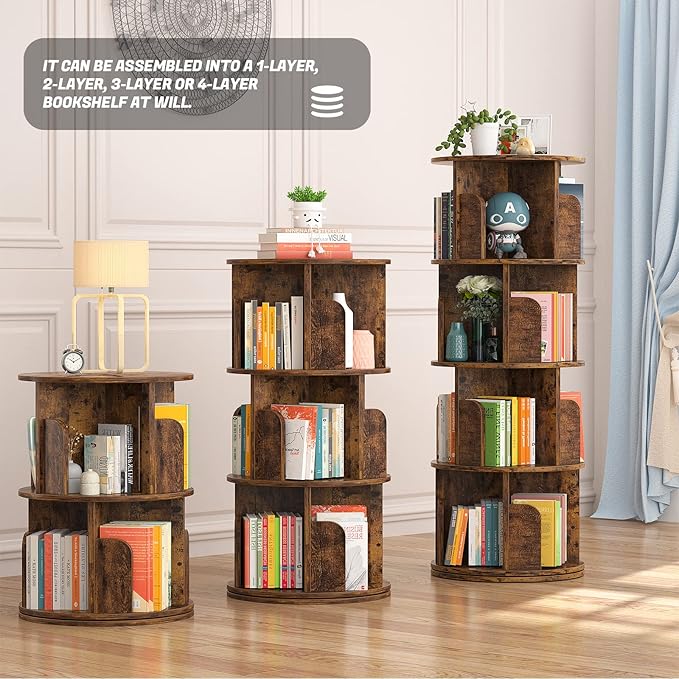 Aheaplus Rotating Bookshelf, Small Corner Bookshelf