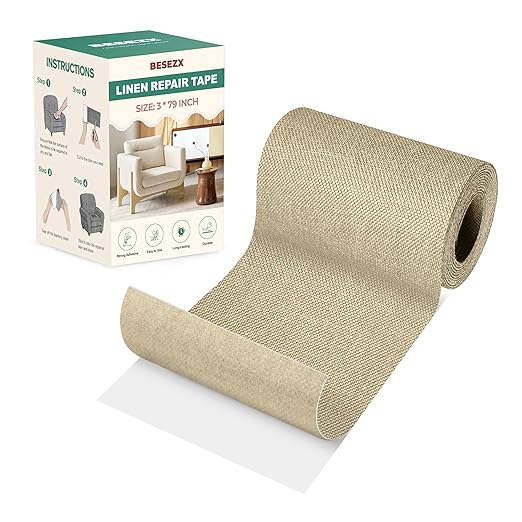 BESEZX Linen Fabric Repair Tape, 3x79 Inch Self Adhesive Repair Patches