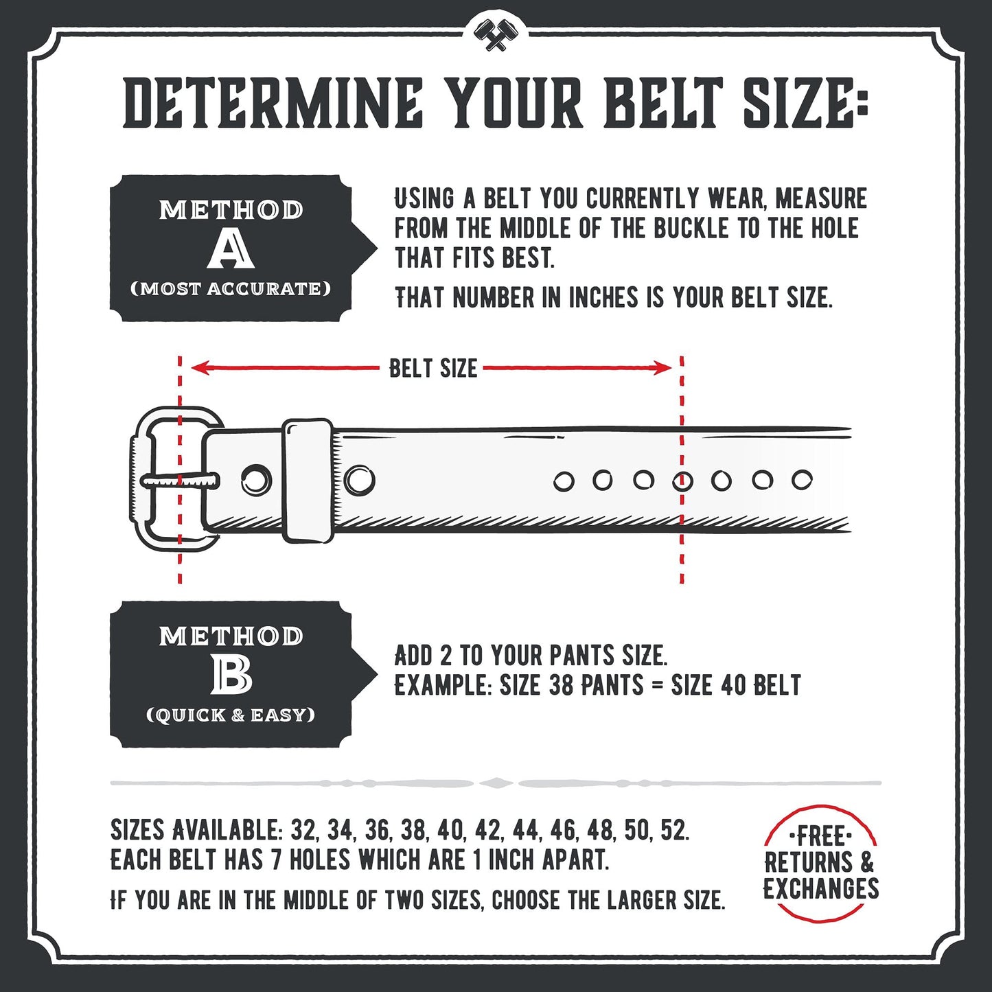 Main Street Forge All American Leather Belt | Made in USA | Men's Heavy Duty Work Belt | Brn-36