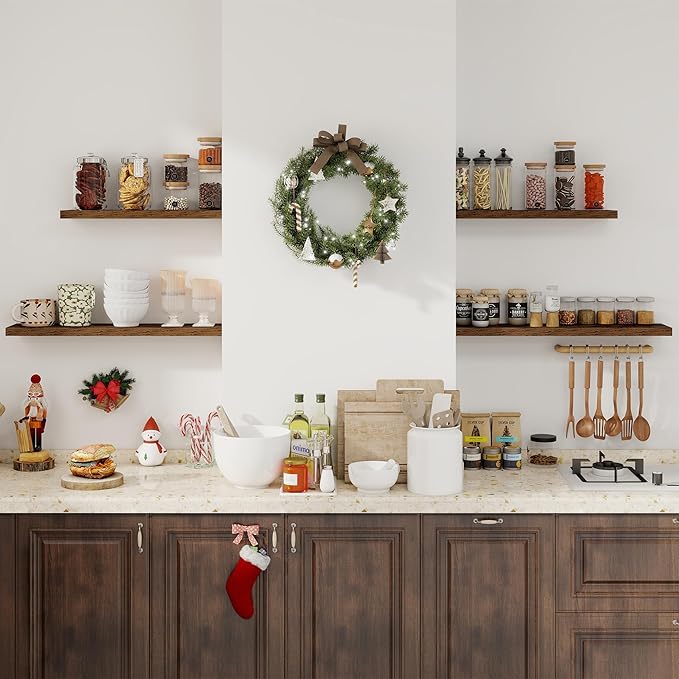 Fun Memories Floating Shelves for Wall, 27.5" Rustic Wood Deep Wall Mounted