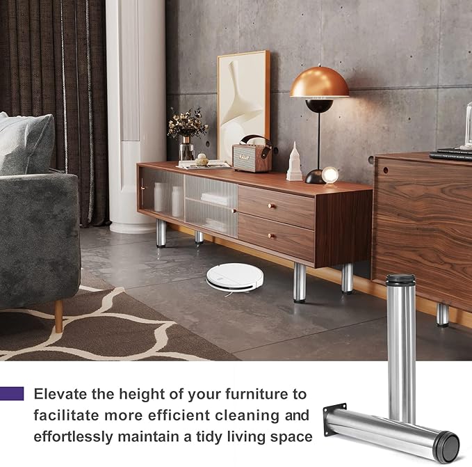 12 Inch Metal Furniture Legs Stainless Steel Adjustable Legs Silver Metal Legs