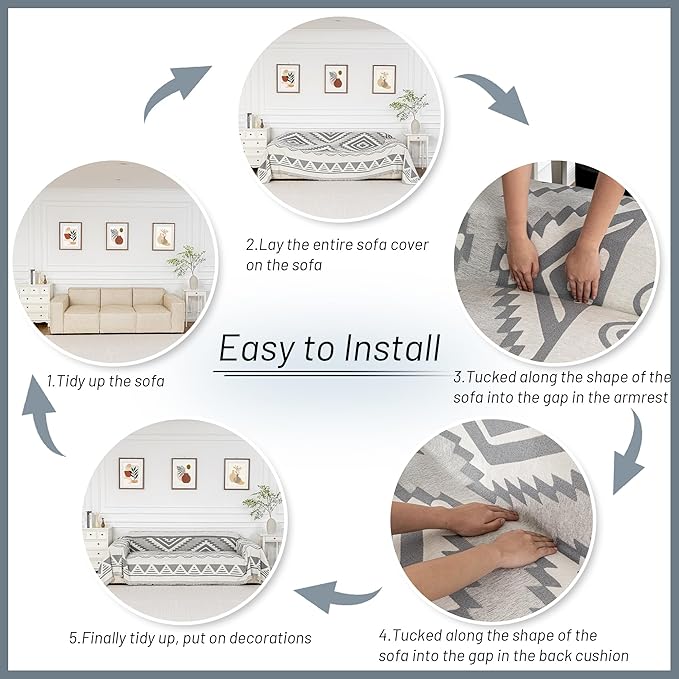 MYSKY HOME Couch Cover for Sectional Sofa Set for Dog Cat Pets Couch Cover 3