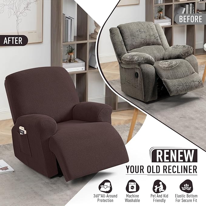 TAOCOCO Oversized Recliner Chair Covers, 1 Seater Streach Recliner Covers Soft