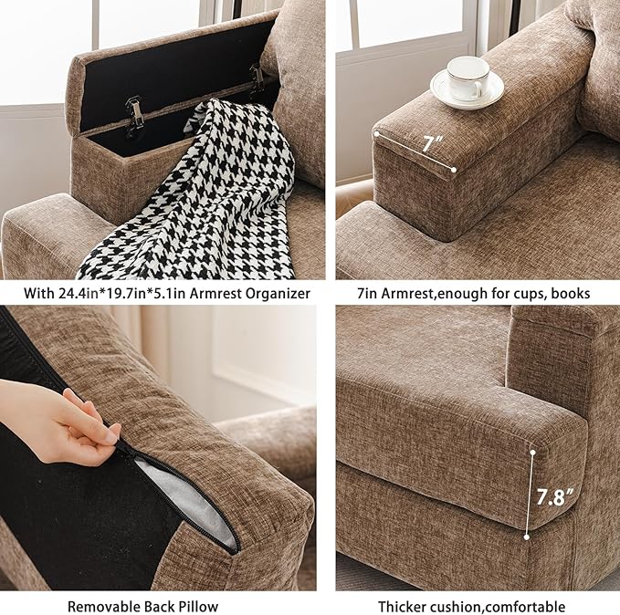 Oversized Living Room Chairs Set of 2, Comfy Accent Chair