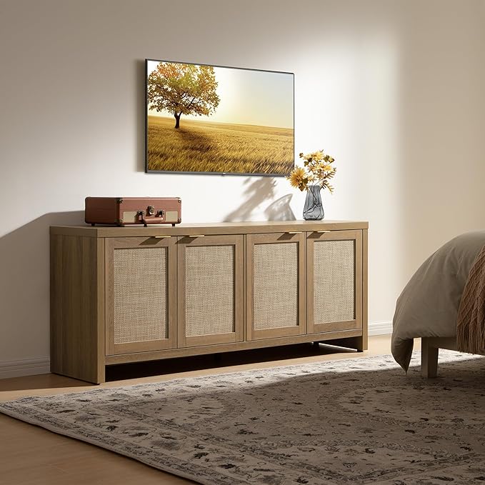 SICOTAS TV Stand for Living Room Boho Entertainment Center for Bedroom