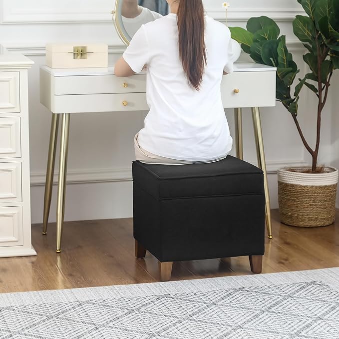 Adeco 17.5" Square Fabric Ottoman