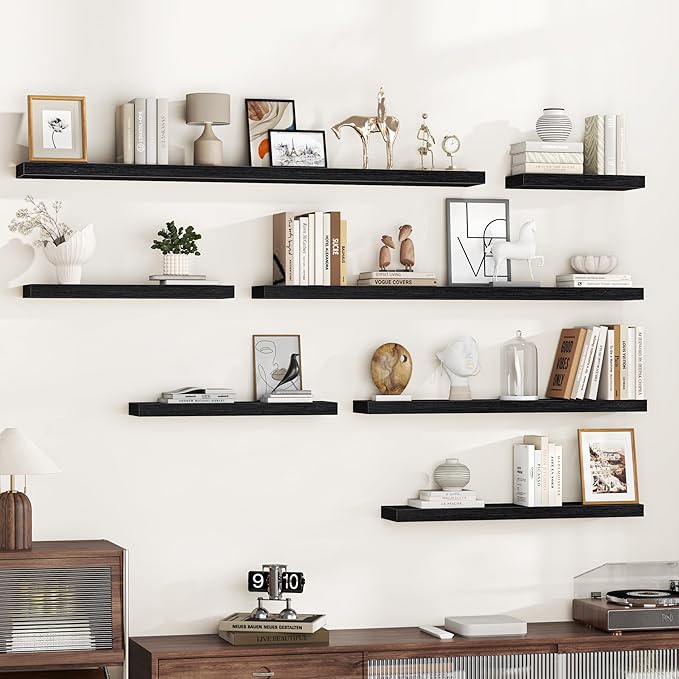 Fun Memories 16 Inch Floating Shelves Wall-Mounted, Engineered Wood Wall Shelves