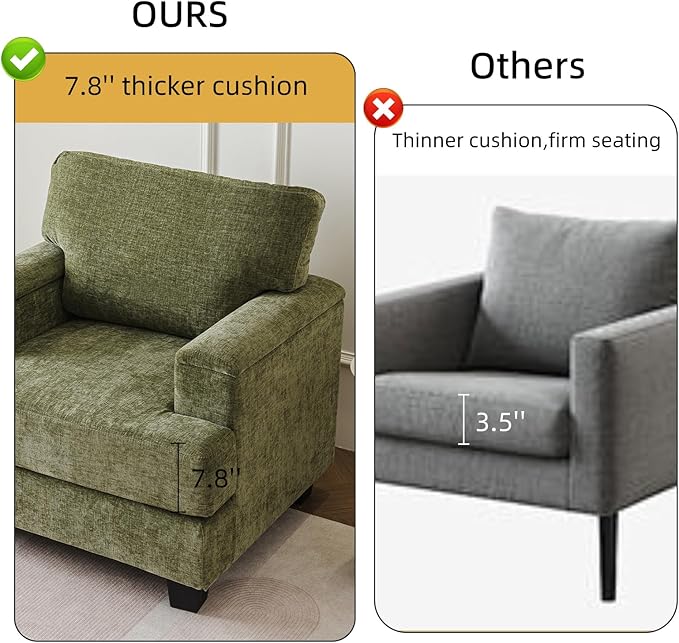 Oversized Living Room Chairs Set of 2, Comfy Accent Chair