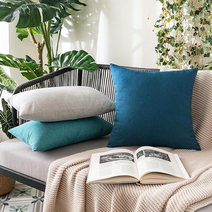 MIULEE Pack of 2 Decorative Outdoor Solid Waterproof Throw Pillow Covers Faux