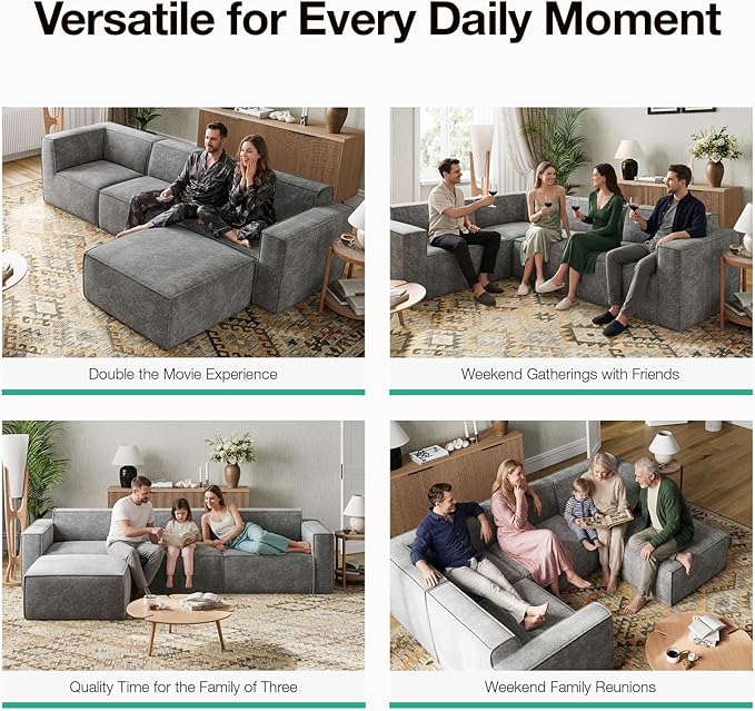 Novilla 109" Modular Sectional Sofa, No Assembly Cloud Sectional Couch