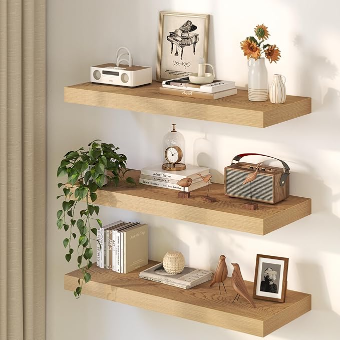 Oak Floating Shelves 48Inch Long, 12 Inch Deep Floating Shelves