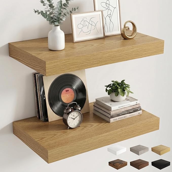 Dreamland Floating Shelves 24inch, 2 Pack Rustic Wooden Wall Shelves, Wall