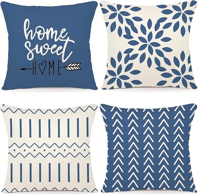 YCOLL Pillow Covers 18x18 Set of 4, Modern Sofa Throw Pillow Cover, Decorative