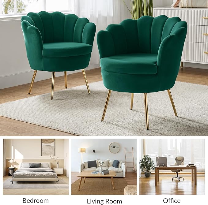 HULALA HOME Modern Velvet Accent Chairs Set of 2
