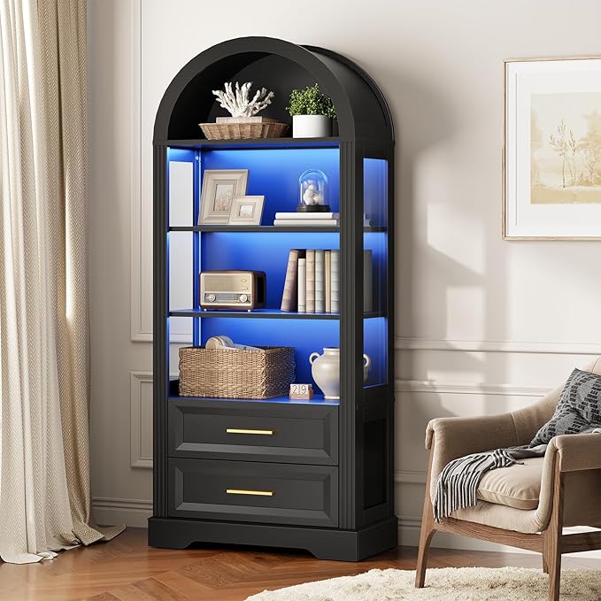 HOOBRO Tall Arched Bookshelf, Arch Bookcase