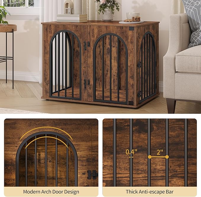 Hzuaneri 31.5'' Wooden Dog Crate Furniture, Indoor Dog Kennel Dogs Cage