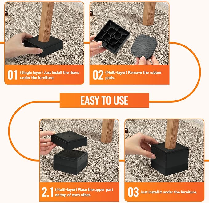 Furniture Risers, 6 Pack Bed Risers