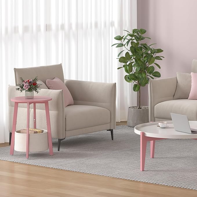 sthmec Small Round Side End Table