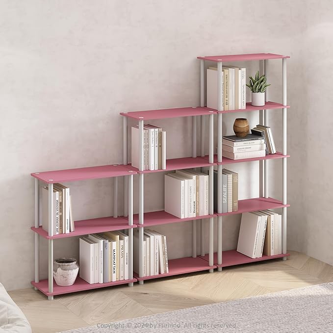 Furinno Turn-N-Tube Book Shelf, 5-Tier Bookshelf, Bookcase