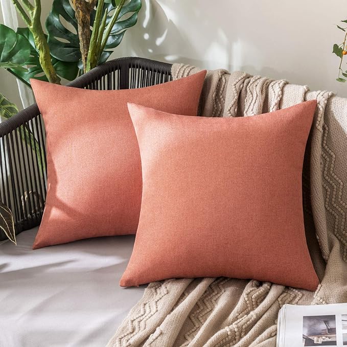 MIULEE Pack of 2 Decorative Outdoor Solid Waterproof Throw Pillow Covers Spring