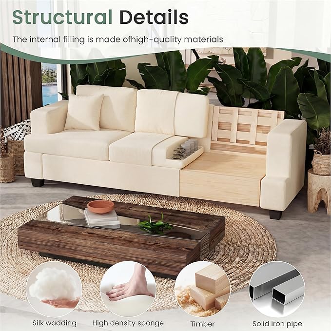 YOUDENOVA Sofa, 3 Piece Set Comfy Sofa, Loveseat & 2 3-Seater Couch