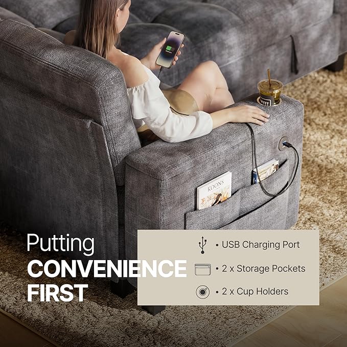 Marsail 110" Sectional Sleeper Sofa