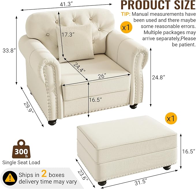 KEIKI 41" Velvet Chesterfield Sofa