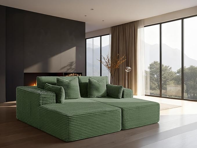 72" Cloud Sectional Couch, Comfort Sleep Sofa