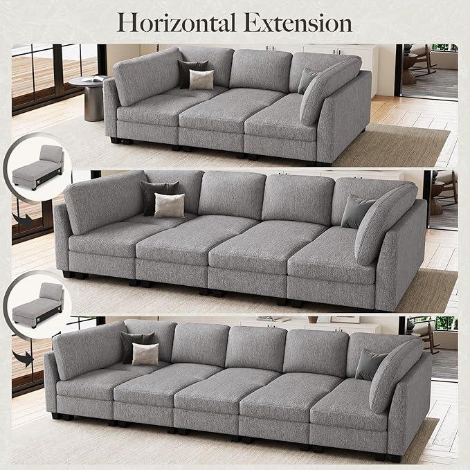 Belffin 111" Cloud Sectional Sleeper Sofa