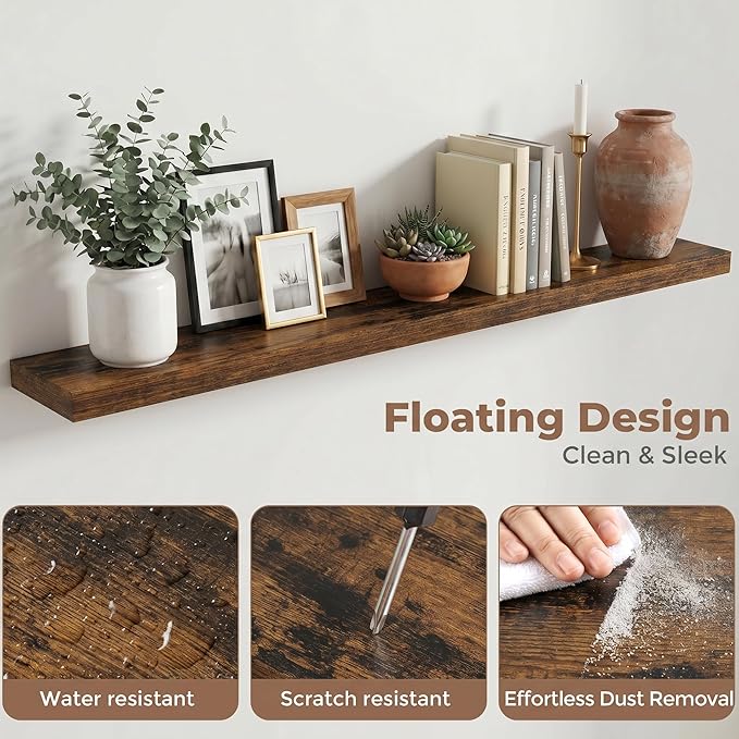 FLYJOE Floating Shelves for Wall, 72 Inch Floating Shelves Set of 2, Kitchen