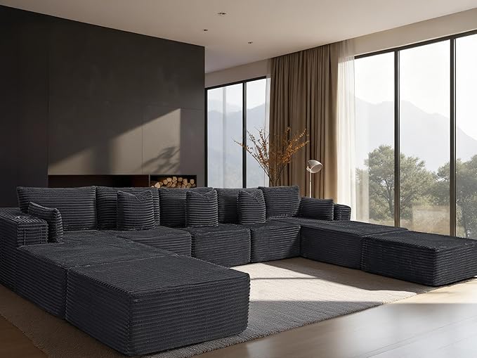 168" Cloud Sectional Couch, Comfort U Shaped Sofa