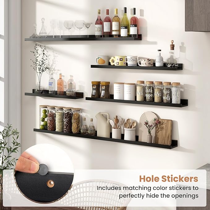 Fun Memories Picture Ledge Shelves Set of 2, 32 Inch Rustic Wall Mounted