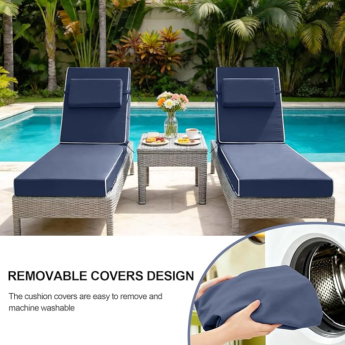 Chaise Lounge Cushions Outdoor 80x26x6 Inch, Fade Resistant 6'' Thicken Outdoor